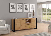 BIM Furniture Cassettiera Nuka D 197 cm credenza Highboard Armadio rovere artigianale nero