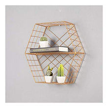 &ripiano di stoccaggio Mensole a muro, arte di ferro Hexagon Rack moderna Doppia decorazione della parete di immagazzinaggio Mensola Scaffale di finitura