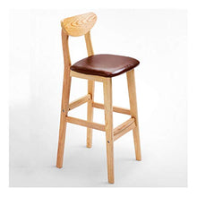 XEWNEGTZI Sgabello da Bar in Legno Massello, Sedia da Bar, per Colazione, Bancone della Cucina, Sgabello Alto da Pub, con Sedile in PU E Schienale Curvo, Carico 200kg(Color:Marrone)
