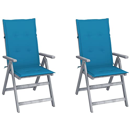 vidaXL Sedie da Giardino Reclinabili 2 pz con Cuscini Massello Acacia