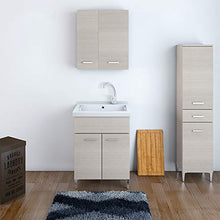 Inbagno Mobile Lavatoio, L.60xP.50xH.86.5, Larice, Vasca in Ceramica con profondità 30 cm