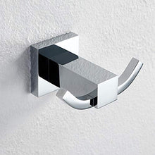 YINETTECH - Portasciugamani Doppio Gancio per Accappatoio con Accessori di Montaggio, Quadrato, Solido in Acciaio Inossidabile 304, Moderno, Cromato, Asciugamano di Rivestimento da Parete per Bagno