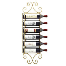 Organizza la Cucina Porta Vino Dorato 6 Bottiglie | Portabottiglie per Vino a Parete in Ferro battuto | Espositori della Decorazione della Bottiglia di Vino della mensola del Vino di stoccaggio del