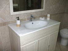 Mobile Bagno a Terra Ines decapè cm 90 con Specchio, Applique e lavabo