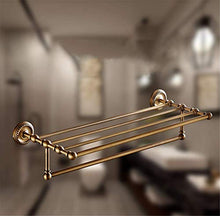 BALLYE Portasciugamani Europeo in Ottone, portasciugamani a Parete, portasciugamani a Doppio Strato Spazzolato Antico, per Accessori da Cucina Bagno portasciugamani, 60 cm