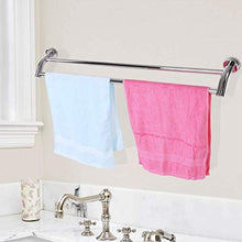 CHHD Portasciugamani a Doppia Asta da Bagno, mensola Porta Asciugamani a Muro da 90 cm a 2 Poli in Acciaio Inossidabile, Antiscivolo, Forte Resistenza con Gancio