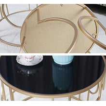 TONG HXF- Tavolino Piccolo tavolino Rotondo in Ferro battuto Divano Letto Tavolo da tè Soggiorno tavolino Geometrico Semplice in Vetro Durevole (Size : 48 * 48.5cm)