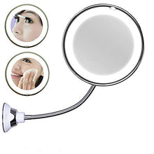 Specchi per Trucco Specchio ingranditore 10X Vanity Rotazione 360 Ventosa Specchio Flessibile Bagno Pieghevole a LED Specchio per Trucco Regolabile