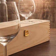 AMAVEL Confezione in Legno Porta Bottiglie di Vino con Incisione Personalizzata Nome e Data, Motivo Bussola, Scatola Regalo Originale per Compleanno o Natale