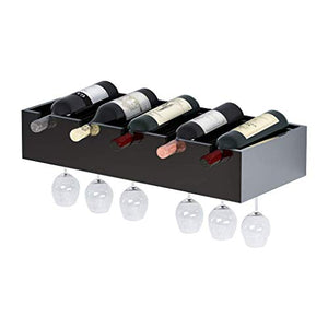 Portabottiglie da parete porta bottiglie di vino nero scaffale portabottiglie e porta-bottiglie in vetro (lunghezza: 63 cm)