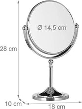 Specchio da trucco a specchio con due lati rotondo, girevole a 360°, argento