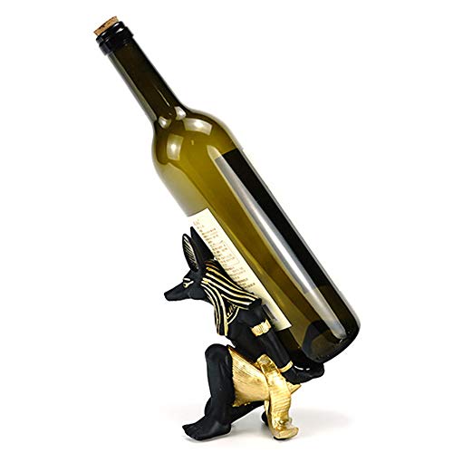 LANGTAO Antico Egiziano Anubis Dio Wine Rack, Wine Holder, Figurine Resin Craft Wine Seat, Ornamento per La Casa, Regalo Modello in Miniatura per Sala da Pranzo, Camera da Letto E Cucina