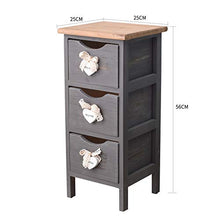 Rebecca Mobili Comodino grigio, cassettiera montata, 3 cassetti, stile shabby, per camera bagno, legno di paulownia - Misure: 56 x 25 x 25 cm (HxLxP) - Art. RE4559