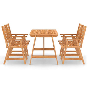 FAMIROSA Set da Pranzo da Giardino 5 pz in Legno Massello di Acacia-7844