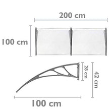 PrimeMatik - Pensilina 200x100cm in policarbonato per Porta o Finestra per Esterno Grigio