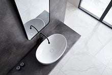 Eridanus Lavandino da Bagno da Tavolo Ovale, Lavabo in Ceramica Bianca, Lavandini da Bagno, 60 x 42 x 16,5 cm, Lavello con Scarico in Ceramica Incluso