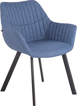 CLP Poltrona Soggiorno Design Lancy in Stoffa I Sedia Pranzo Imbottita con Braccioli E Telaio in Metallo I Sedia Rétr, Colore:Blu