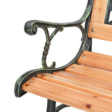 lyrlody- Panca da Giardino a 3 Posti, Panchina da Esterno Panchina in Ghisa e Legno con Schienale a Rombi e Braccioli, 122 x 51 x 73 cm