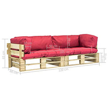 SKM Divani da Giardino su Pallet 2 pz Cuscini Rossi in Legno PinoA