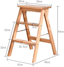 Sgabello legno Folding Passo Sgabello Ladder Sedie Sgabello Domestica Pine Portatile Pieghevole Banco Di Protezione Ambientale Cucina, Cuscinetto Peso 75kg ( Color : White , Size : 42*48*64cm )
