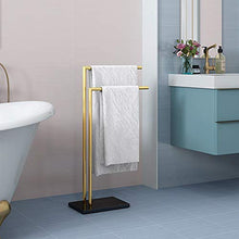 Towel Rack Portasciugamani da Bagno Mensola portasciugamani Non Forata Portasciugamani a Doppia Barra per Bagno Portasciugamani da Terra Materiale in Ottone Portasciugamani da Bagno/Cucina