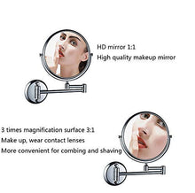 BJH Specchio per Il Trucco a Parete Specchietto da toeletta con Rotazione di 360 Gradi Specchietti da toeletta con ingrandimento 3X