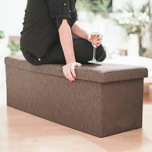 Relaxdays 10019049_93 Cassapanca Pouf Pieghevole, Tela, Marrone, 114.0x38.0x38.0 cm