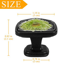 Aster fiore giallo verde bianco nero Pomelli per Porta Set di 4 Pomelli per Mobili Manopole per Cassetti Cucina Armadio Vetro