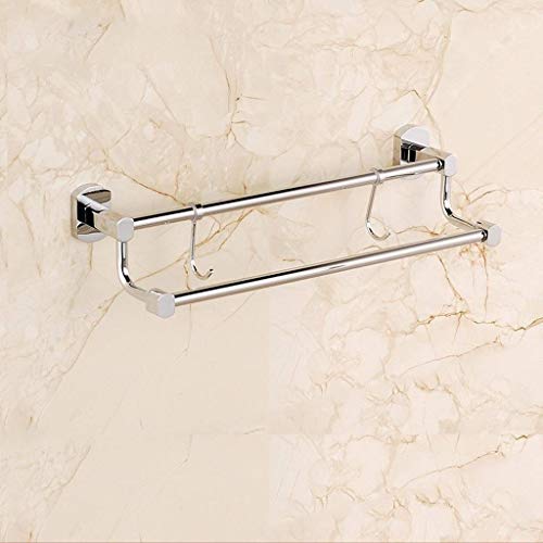 AGGF Portasciugamani Portasciugamani da Bagno Portasciugamani a Doppio Strato con 2 Ganci Multifunzione Appendiabiti in Ottone Elegante portasciugamani Appendiabiti a Parete Rame Placcatura Croma