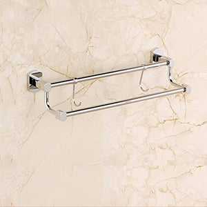 AGGF Portasciugamani Portasciugamani da Bagno Portasciugamani a Doppio Strato con 2 Ganci Multifunzione Appendiabiti in Ottone Elegante portasciugamani Appendiabiti a Parete Rame Placcatura Croma