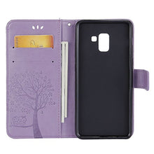 Robinsoni Custodia Compatibile con Samsung Galaxy A8 2018 Cover Folio a Fogli Mobili Cover Libro Pelle PU Case Taccuino Cover Portafoglio Custodia Libretto Retro Flip Caso Albero in Rilievo Cover
