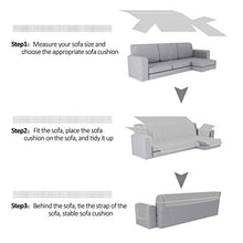 Willkey - Copridivano ad angolo, trapuntato, stampato, protezione divano angolare a destra, impermeabile, antiscivolo, per bambini e animali da compagnia, grigio, 240cm gauche