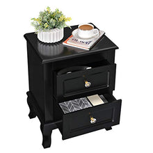 SONGMICS 2 Comodini, Organizzatore da Camera da Letto con 2 Cassetti, in Legno con Solide Gambe in Legno di Pino, Stoccaggio Spazioso, Nero RDN012BK