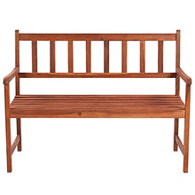 Tidyard Panca da Giardino a 2 Posti con Cuscino 120 cm in Legno massello di Acacia,Panca con Schienale e Braccioli,Panca da Esterno in Legno,Panca in Legno,Divanetto da Giardino per Esterno in Legno