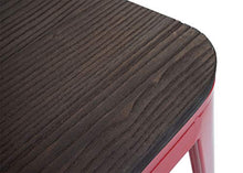 Sgabello con Schienale bistrot Design Industriale HWC-A73 Legno Metallo Verniciato Rosso