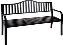 Idooka, panca da giardino in metallo nero per esterni, con tavolo pieghevole e pieghevole, portatile, 3 posti (150 cm x 60 cm x 85 cm LxPxA)