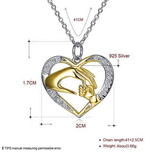 Collana In Argento Sterling, 925 Sterling Argento Mano Nella Moda Stile Zircon Geometrico Cuore Collana Pendente Indipendente, Adatto Per La Festa Della Mamma, Regali Di Anniversario E Regali Di Comp
