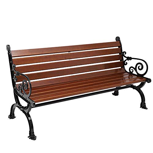 GaoF panchina per Il Tempo Libero da Giardino in Legno massello per Uso Domestico, panchina per Parco in ghisa con Struttura in Legno anticorrosione, panchina Decorativa per terrazza da Esterno