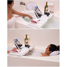 Sostegni Telescopici Vasca Pallet, Multi-Funzione di Mobile Movie iPad Stand-Scivolo Asciugamano bambù Vassoio in bambù, 73-109cm Esteso Adatti per L'hotel Domestico Bagno Vasca da Bagno