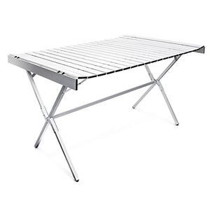Relaxdays Tavolo Pieghevole da Campeggio in Alluminio, 120 cm, Argento, 120x80x70 cm