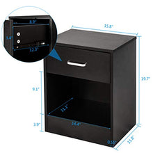 FEANG Comodino Comodino 2X Comodino con cassetto Mobili Camera Comodino Bagagli Nero Tavolino Laterale
