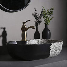FLYFO Arte Bacino Ceramica Lavello da Appoggio Lavandino Bagno Lavabo Affonda Casa Lavandino a Prova di Spruzzi Bagno All'aperto Balcone Piscina 50x35x15 Cm
