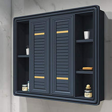 BXSZVOK Armadio a Specchio, Armadio da Bagno a Muro, Porta Scorrevole Nascosta, con 5 partizioni,Blu,90cm