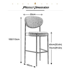 GYPPG Elegante Sgabello Bar con Schienale Alto seggiolone Altezza Seduta 25,6/29,5 Pollici | Gambe in Metallo Dorato e Sedile Imbottito in Tessuto Morbido | Sedie per