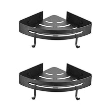 Ibergrif M34033B - Mensola Doccia con 2 Ganci, Angolo Organizer per il Bagno, Cestello Portaoggetti, 3M Senza Trapani, Spazio in Alluminio, 2 Confezioni