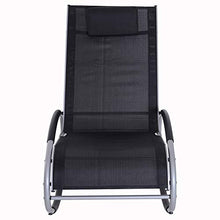 Outsunny Sedia a Dondolo Impermeabile Telaio da Giardino in Alluminio Tessuto di Textilene 120x61x88cm Nero