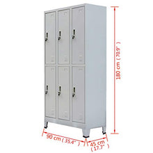 FAMIROSA Armadio con 6 Armadietti in Acciaio 90x45x180 cm Grigio