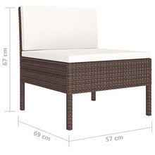 SKM Set Divani da Giardino 6 pz con Cuscini in Polyrattan Marrone (40kg)