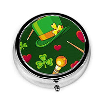 Happy St Patrick's Day! Contenitore rotondo per pillole a 3 scomparti, in metallo, per medicina e vitamine, per viaggi all'aperto