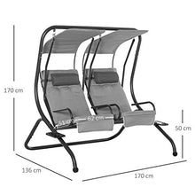 giordano shop Dondolo 2 Posti Separati da Girdino 170x136x170 cm in Acciaio e Poliestere Grigio